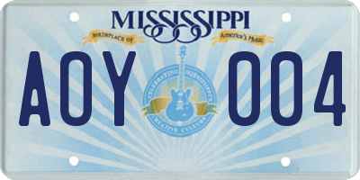 MS license plate AOY004