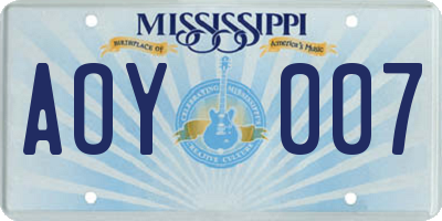 MS license plate AOY007