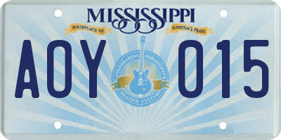MS license plate AOY015