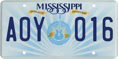 MS license plate AOY016