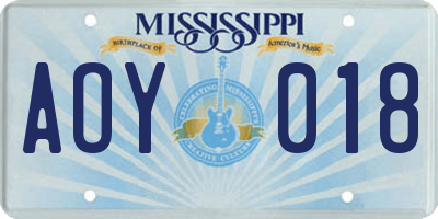 MS license plate AOY018