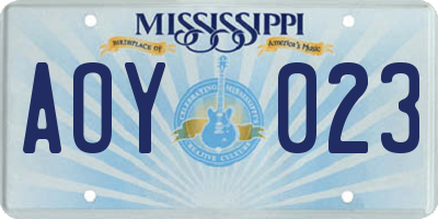 MS license plate AOY023