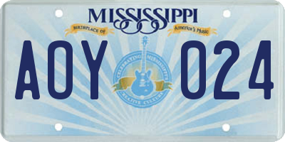 MS license plate AOY024