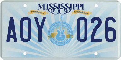 MS license plate AOY026