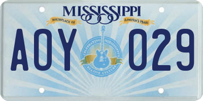 MS license plate AOY029