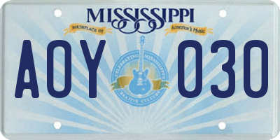 MS license plate AOY030