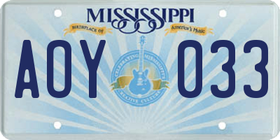 MS license plate AOY033