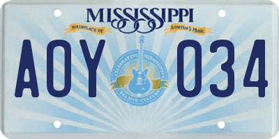 MS license plate AOY034