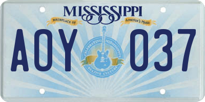 MS license plate AOY037