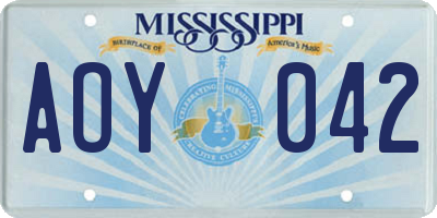 MS license plate AOY042
