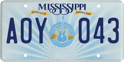 MS license plate AOY043