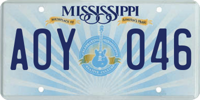 MS license plate AOY046