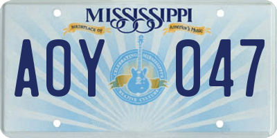 MS license plate AOY047