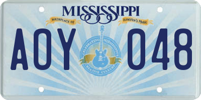 MS license plate AOY048