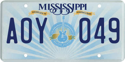 MS license plate AOY049