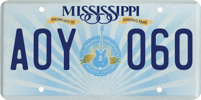 MS license plate AOY060