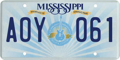 MS license plate AOY061