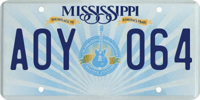 MS license plate AOY064