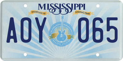 MS license plate AOY065