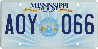 MS license plate AOY066