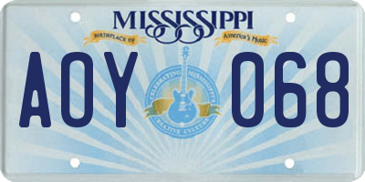 MS license plate AOY068