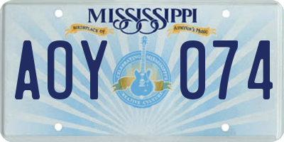 MS license plate AOY074