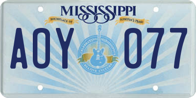 MS license plate AOY077
