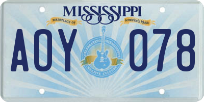 MS license plate AOY078