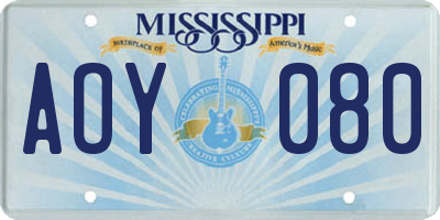 MS license plate AOY080
