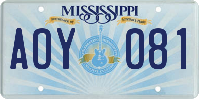 MS license plate AOY081