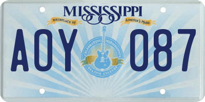MS license plate AOY087