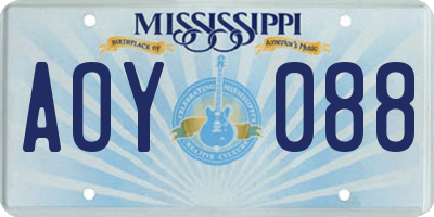 MS license plate AOY088