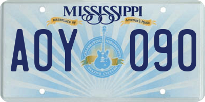 MS license plate AOY090