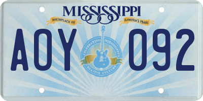MS license plate AOY092