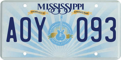 MS license plate AOY093