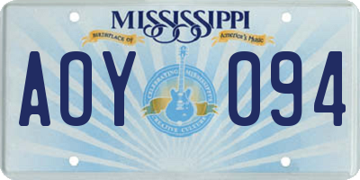 MS license plate AOY094