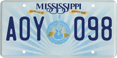 MS license plate AOY098
