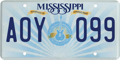 MS license plate AOY099