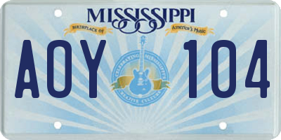 MS license plate AOY104