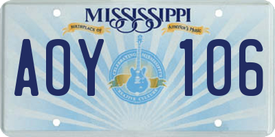 MS license plate AOY106