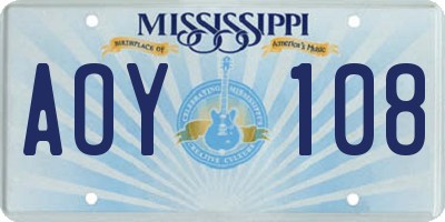 MS license plate AOY108