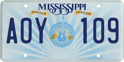 MS license plate AOY109