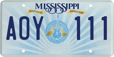 MS license plate AOY111