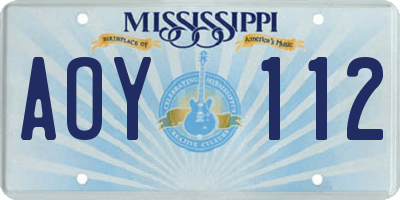 MS license plate AOY112