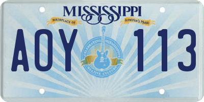 MS license plate AOY113