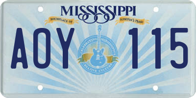 MS license plate AOY115