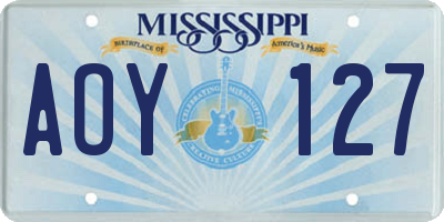 MS license plate AOY127