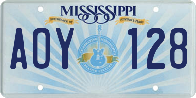 MS license plate AOY128