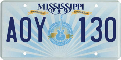 MS license plate AOY130