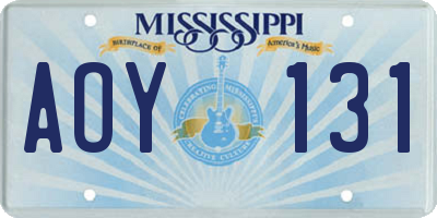 MS license plate AOY131
